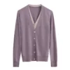 Amii Minimalism Woolen Cardigan For Women 2024 Autumn New Office Lady V-neck Spliced Fake Two Loose Shell Buckle Blouse