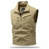 Spring New Men Outdoor Casual Vest Men Solid Multi-Pocket Breathable Fishing Waistcoat Hiking Photographer High-Quality Vest Man