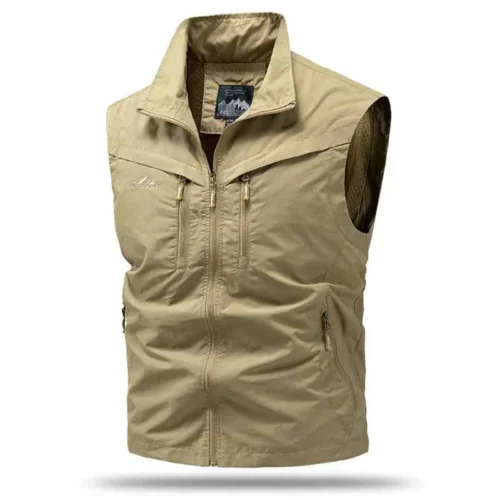Spring New Men Outdoor Casual Vest Men Solid Multi-Pocket Breathable Fishing Waistcoat Hiking Photographer High-Quality Vest Man