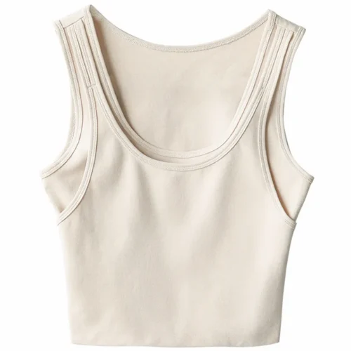 CHIC VEN Fashion Women Tanks Slim Solid Design Camisole Vest Female Short Sleeveless Top U-neck Tees Spring Summer 2026