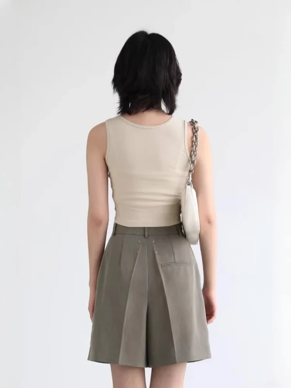 CHIC VEN Fashion Women Tanks Slim Solid Design Camisole Vest Female Short Sleeveless Top U-neck Tees Spring Summer 2026