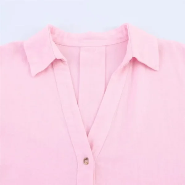 HipSeam Wide Sleeved Shirt Women Spring Asymmetric Hem Button Women's Shirts Simple Lady Johnny Collar Shirts & Blouses