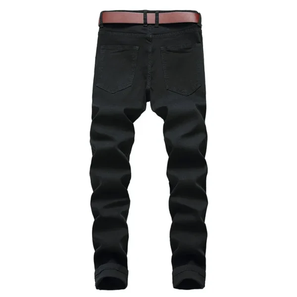 Men's Jeans Fashion Hip Hop Ripped Skinny Men Denim Trousers Slim Fit Stretch Distressed Zip Men Jean Pants High Quality
