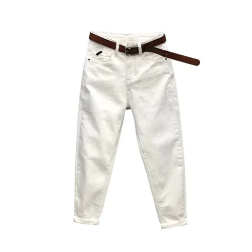 High Elastic Large Size Jeans Women's Casual Haren Pants 2023 Spring Summer Korean Ankle-Length Denim Pants Lady High Waist Jean