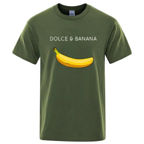 Summer Men T-shirt High Quality Cotton Blend Funny Banana Printing Loose O-neck Men Short Sleeve Casual For Male T-shirt Top Tee