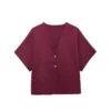 Women's Front Golden Buttons Knit Cardigan Sweater, V Neck, Wide Short Sleeves, Female Outerwear, Chic Tops, Fashion