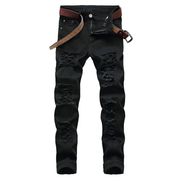 Men's Jeans Fashion Hip Hop Ripped Skinny Men Denim Trousers Slim Fit Stretch Distressed Zip Men Jean Pants High Quality