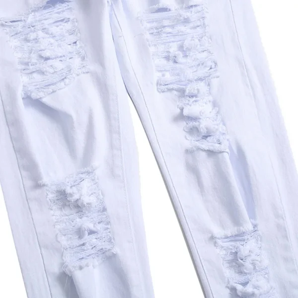 Men's Jeans Fashion Hip Hop Ripped Skinny Men Denim Trousers Slim Fit Stretch Distressed Zip Men Jean Pants High Quality