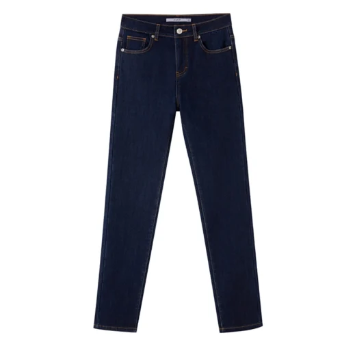 AMII Minimalism Jeans for Women 2025 Autumn Slim Feet Fashion Casual All-match Cotton Slight Strech Ankle-Length Pants