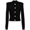 SML High Quality Fashion Elastic Knitted Fabric Labyrinth Hollow Round Neck Single breasted Long Sleeve Slim Fit Women Cardigan