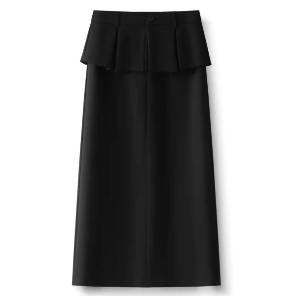 ZJYT Elegant Ladies Summer Skirts for Women 2026 New Fashion High Waist Ruffles Commuting Midi Skirt Female Faldas