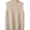 Women 100% Merino Wool Sleeveless Pullovers Turtleneck Sweater Waistcoat Wool Knitwear Spring Autumn Winter Fashion Vest Tops
