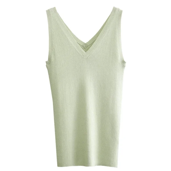 AMII Minimalism Tank Top for Women 2025 Summer New Versatile V-neck fit Knitted Vest Camis Black Tops Women Clothing