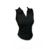 2026 Summer New Arrival Gothic Casual Women Polo Neck Sleeveless Tank Top Ruched Side Slim Fit Curved Hem Casual Daily Outfit