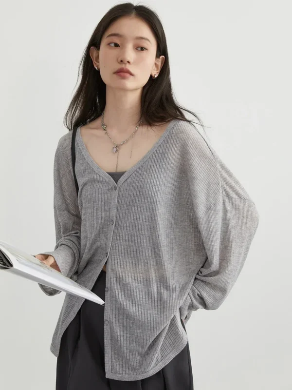 CHIC VEN Women Cardigan New V-neck Long Sleeved Female Shirt Female Jumpers Sun Protection Woman Sweaters Spring Summer New 2026
