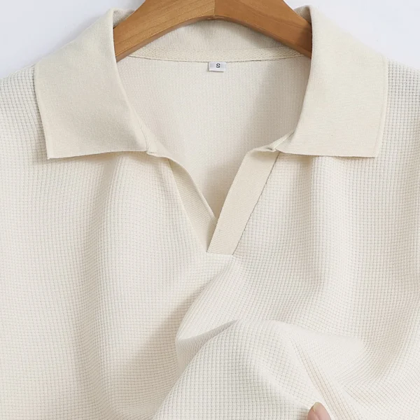 Men's Summer Casual Breathable Comfortable Polo Shirt Men's Solid Color High Quality Waffle Short Sleeve T-Shirt Tops