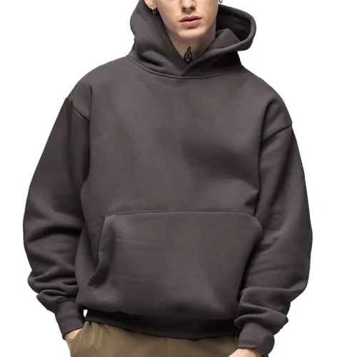 500GSM Heavy Weight Fashion Men's Hoodies New Autumn Winter Casual Thick Cotton Men's Top Solid Color Hoodies Sweatshirt Male