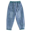 Nine Point ripped Jeans For women Summer 2025 new Loose Thin Elastic waist Casual Harem pants Female denim Ankle Length pants