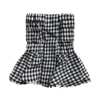 Girls Elegant Ruffles Plaid Tube Tops Women's Stretchy Wrap Tubes Bandeau Short Strapless Camisole Crop Top For Female
