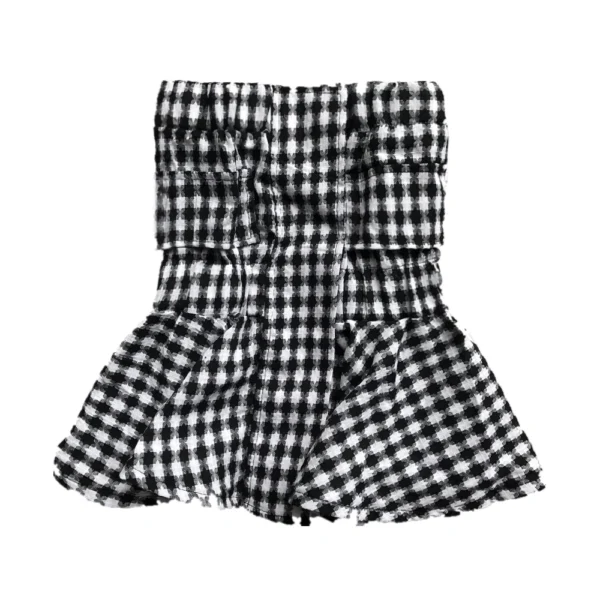 Girls Elegant Ruffles Plaid Tube Tops Women's Stretchy Wrap Tubes Bandeau Short Strapless Camisole Crop Top For Female