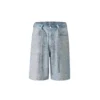 Knee Length Women Jeans High Waist Jean Denim Washed Pants Sashes Zipper Fly Distressed Straight Diamonds Summer Vintage