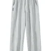 Summer Men's Sport Pants Lightweight Cotton Straight Leg Grey Sweatpants Loose Fit Jogging Pants Casual Home Gym Trousers