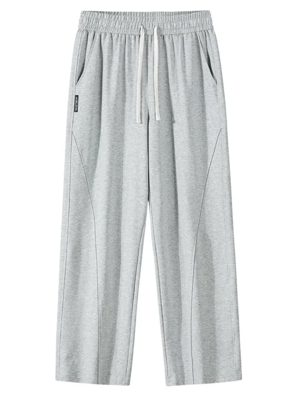 Summer Men's Sport Pants Lightweight Cotton Straight Leg Grey Sweatpants Loose Fit Jogging Pants Casual Home Gym Trousers