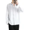 Shirt Men Solid Long sleeved Shirt For Men Korean Fashion Shirts Comfortable Blouses Casual Loose Classic Single Breasted Shirt