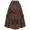 Brown Ruffled High Waisted Long Victorian Skirt Steampunk Skirts Womens Party Wear Gothic Vintage Clothes Medieval Costume Sexy