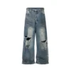Frayed Damaged Hole Baggy Wide Leg Jeans for Men and Women Streetwear Casual Ropa Hombre Denim Trousers Oversized Cargo Pants