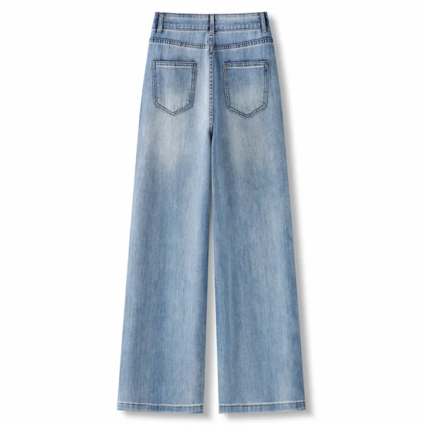 ZJYT Diamonds Wide Leg Jeans Women High Street Fashion Spring Summer Blue Denim Pants Trousers Casual Female Bottoms 2026 New
