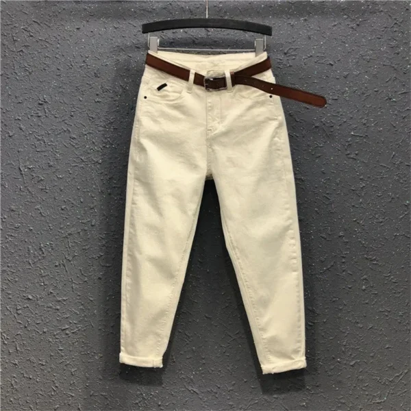 High Elastic Large Size Jeans Women's Casual Haren Pants 2023 Spring Summer Korean Ankle-Length Denim Pants Lady High Waist Jean