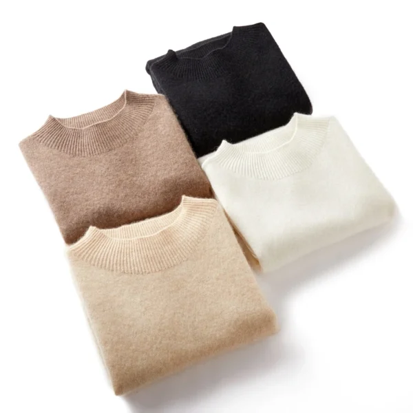 Pure Wool Sleeveless Mock Neck Sweater Women's Solid Color Knitting Basic Top Sleeveless Pullover Cashmere Women's Clothes