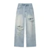 European and American style 2026 spring/summer new women's clothing mid waist casual ripped and flanged denim pants