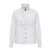 Cotton Ruffled Stand Collar Long Lantern Sleeves Pirate Cosplay Victorian Man Shirt Medieval Clothes Gothic Vintage Top