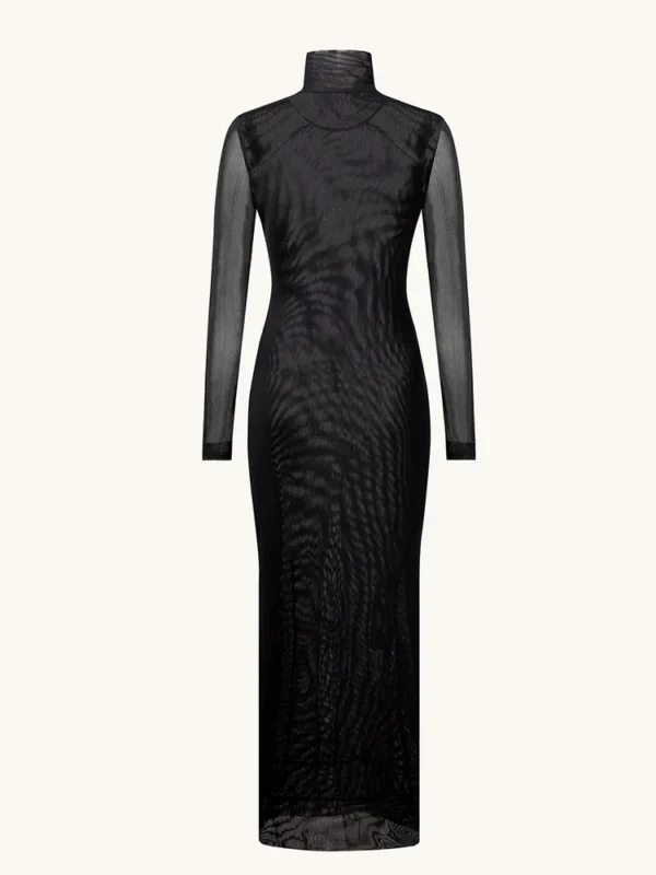 Ahagaga Fashion Women's Maxi Dresses Printed Turtleneck Regular Long Sleeves Sheath Slim Fit Eyes Causal Streetwear Vestidos