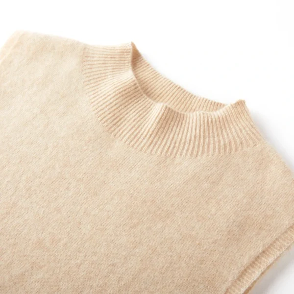 Pure Wool Sleeveless Mock Neck Sweater Women's Solid Color Knitting Basic Top Sleeveless Pullover Cashmere Women's Clothes