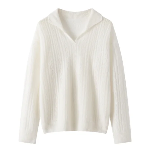 100% pure cashmere sweater, loose twist brand counter, genuine base layer, high-end soft polo scissor-neck sweater