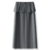 ZJYT Elegant Ladies Summer Skirts for Women 2026 New Fashion High Waist Ruffles Commuting Midi Skirt Female Faldas