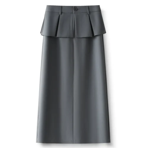 ZJYT Elegant Ladies Summer Skirts for Women 2026 New Fashion High Waist Ruffles Commuting Midi Skirt Female Faldas