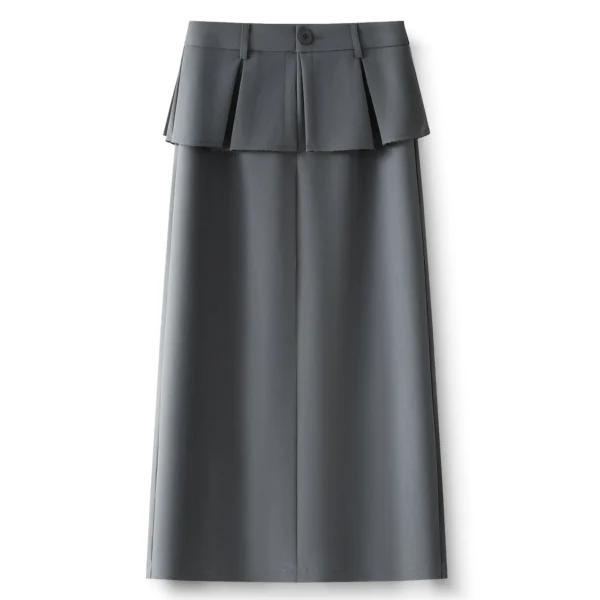 ZJYT Elegant Ladies Summer Skirts for Women 2026 New Fashion High Waist Ruffles Commuting Midi Skirt Female Faldas